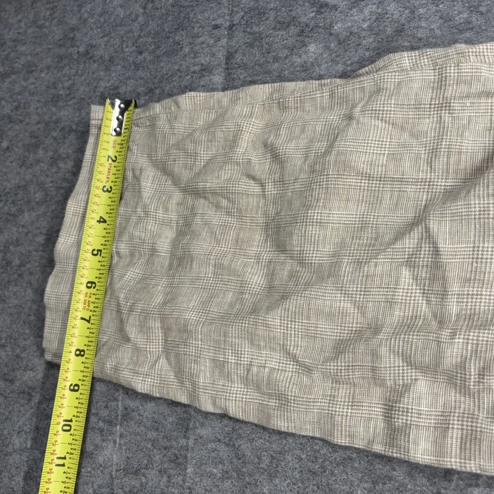 J Crew Oarsman Linen Pants Men's 34x30 Glen Plaid Tan Lightweight